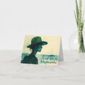 Vintage Watercolor Portrait Woman Seaside Quote Thank You Card