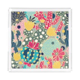 Vintage Watercolor Pumpkin: Autumn Pattern Acrylic Tray