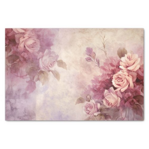 Vintage Watercolor Purple Roses Decoupage Tissue Paper