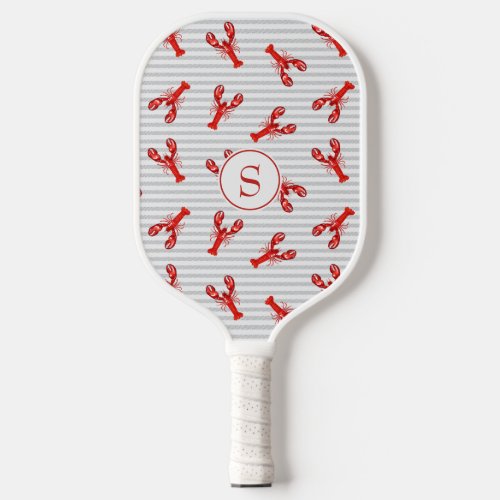 Vintage Watercolor Red Lobster Abstract Stripes Pickleball Paddle