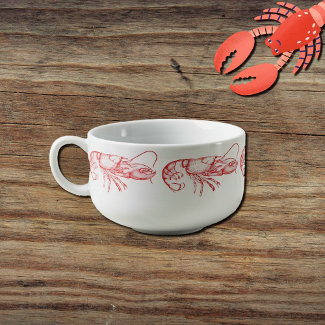 Vintage  watercolor red  lobster