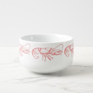 Vintage  watercolor red  lobster