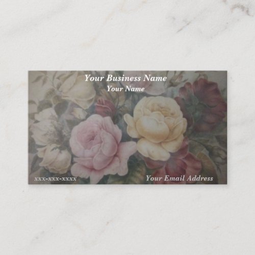 Vintage Watercolor Roses Business Card
