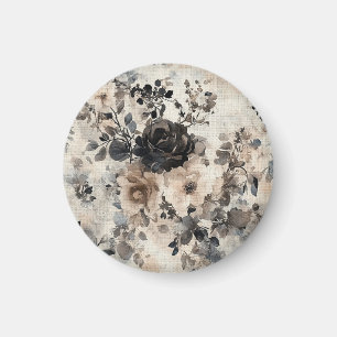 Vintage Watercolor Roses in Beige, Black, Cream Magnet