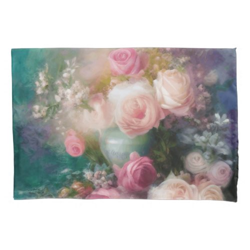 Vintage Watercolor Roses Painted In All Colors Pillow Case
