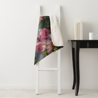 Vintage Watercolor Roses Painted In All Colors Sherpa Blanket