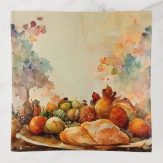 Vintage Watercolor Rustic Orange Fall Pumpkins