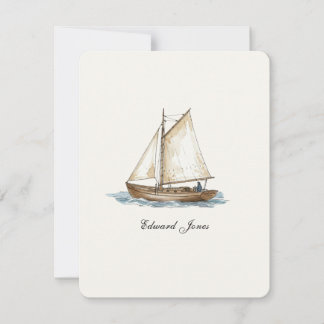 Vintage Watercolor Sailboat flat Thank You Card