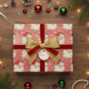 Vintage Watercolor Santa Retro Wrapping Paper