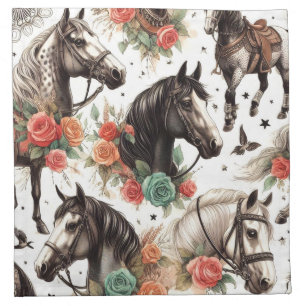 Vintage Watercolor Seamless Horse Painting Cloth Napkin
