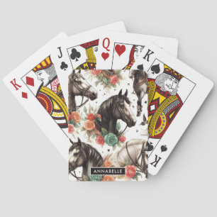 Vintage Watercolor Seamless Horse Painting Poker Cards