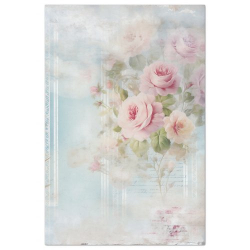 Vintage watercolor shabby chic blush roses  tissue paper