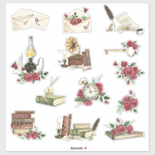 Vintage Watercolor sticker set