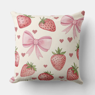 Vintage Watercolor Strawberry Decorative Pillow