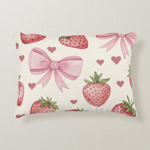 Vintage Watercolor Strawberry Decorative Pillow