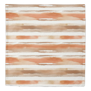 Vintage Watercolor Striped -Earthy Coffee Tones(3) Duvet Cover
