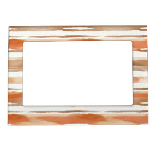 Vintage Watercolor Striped -Earthy Coffee Tones(3) Magnetic Frame