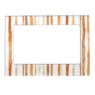 Vintage Watercolor Striped -Earthy Coffee Tones(4) Magnetic Frame