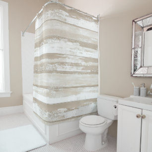 Vintage Watercolor Stripes in Gray Tones Shower Curtain