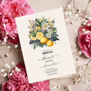 Vintage Watercolor Summer Citrus Wedding Invitation