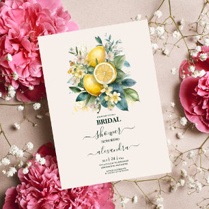 Vintage Watercolor Summer Citrus Wedding Invitation