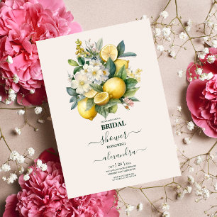 Vintage Watercolor Summer Citrus Wedding Invitation