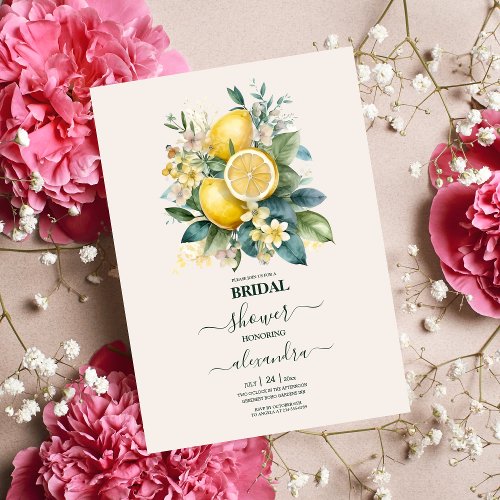 Vintage Watercolor Summer Citrus Wedding Invitation