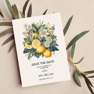 Vintage Watercolor Summer Citrus Wedding Save The Date