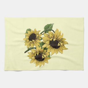 Vintage Watercolor Sunflower Design Towel