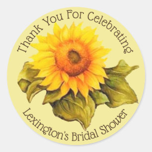Vintage Watercolor Sunflower Wedding Guest Favor Classic Round Sticker