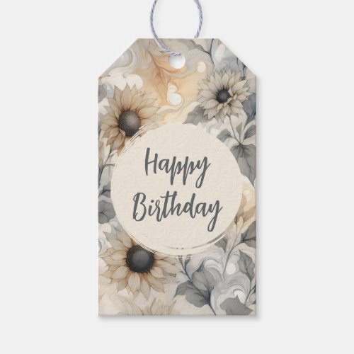 Vintage Watercolor Sunflowers Gift Tags