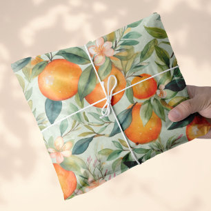 Vintage Watercolor Tangerine Orange Tissue Paper
