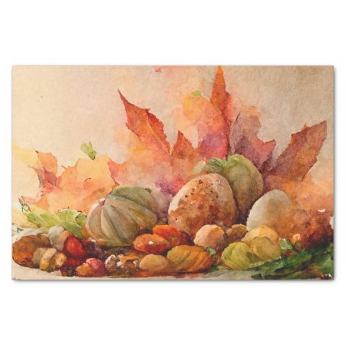 Vintage Watercolor Thanksgiving Festive Fall Tissue Paper