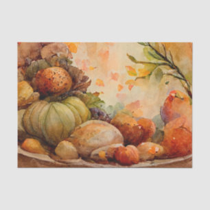 Vintage Watercolor Thanksgiving Pumpkin Harvest Tissue Paper