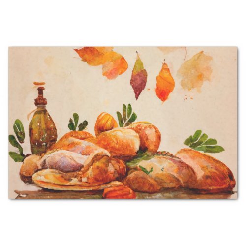 Vintage Watercolor Thanksgiving Turkey Dinner Tissue Paper