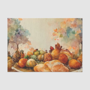 Vintage Watercolor Thanksgiving Turkey Pumpkin Tissue Paper