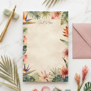 Vintage Watercolor Tropical Botanical Foliage Stationery