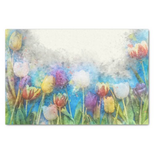 Vintage Watercolor Tulip Flower Easter Tissue Paper