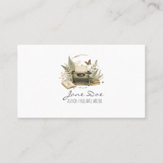 Vintage Watercolor Typewriter Author Business Card