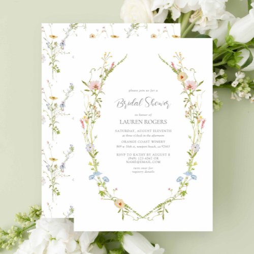 Vintage Watercolor Wildflower Garden Bridal Shower Invitation