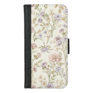 Vintage Watercolor Wildflower Seamless Pattern iPhone 8/7 Wallet Case