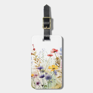 Vintage Watercolor Wildflowers Luggage Tag