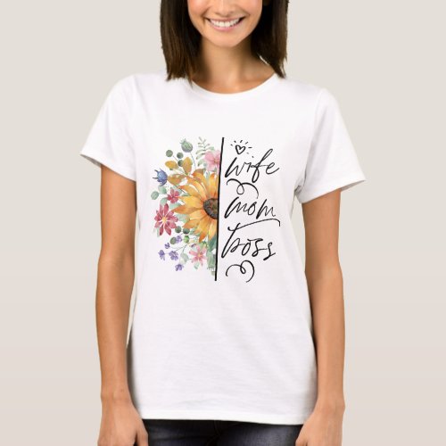 Vintage Watercolor Wildflowers Mothers Day  T_Shirt