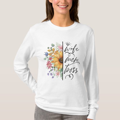 Vintage Watercolor Wildflowers Mothers Day  T_Shirt