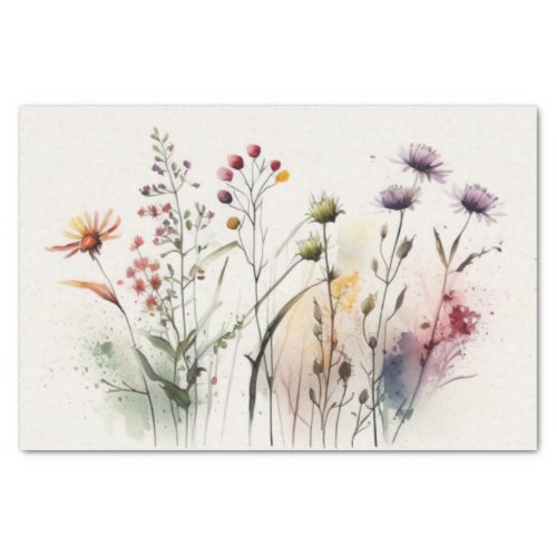 vintage watercolor wildflowers tissue paper