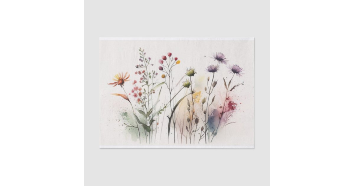 vintage watercolor wildflowers tissue paper | Zazzle