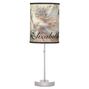 Vintage Watercolor Winter Snow Fairy Fantasy Art Table Lamp