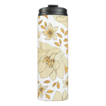 Vintage Watercolor Yellow Brown Floral Pattern