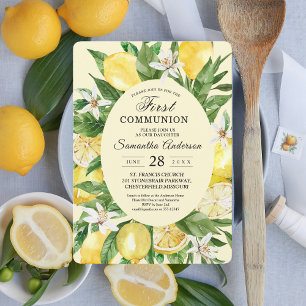 Vintage Watercolor Yellow Lemons Frame Invitation