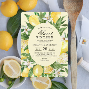 Vintage Watercolor Yellow Lemons Frame Invitation